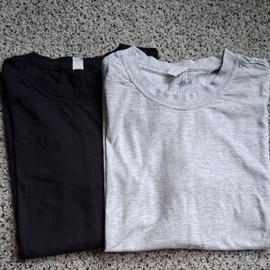Lululemon ALL YOURS Black and Gray T-Shirt Set 100% Cotton Size 2